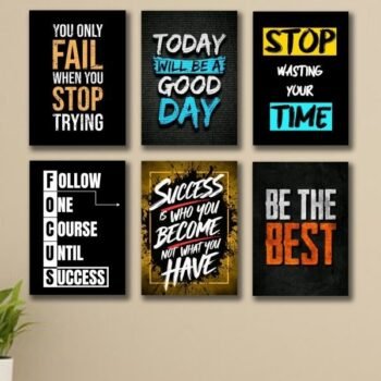Set of 6 Motivational Wall Art Wooden