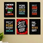 Set of 6 Motivational Wall Art Wooden Phototile Frames