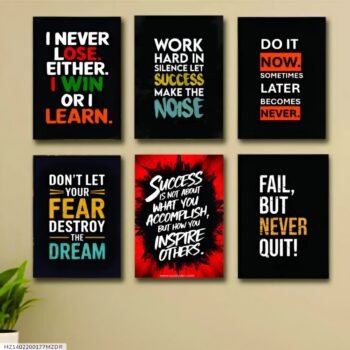 Set of 6 Motivational Wall Art Wooden Phototile Frames