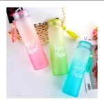 hello master 480ml frosted glass water bottle transparent leak proof (random color)