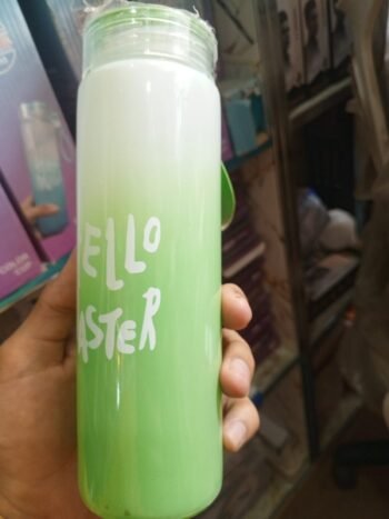 hello master 480ml frosted glass water bottle transparent leak proof (random color)