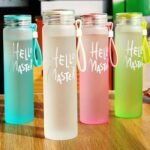 hello master 480ml frosted glass water bottle transparent leak proof (random color)
