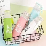 hello master 480ml frosted glass water bottle transparent leak proof (random color)
