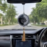 Acrylic Mirror Surah Fatiha Car Hanging with Allah Hu Akbar – Black Acrylic | Size : 10 cm