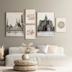 5Pcs holy mosque islamic name sticky phototiles wall frame,
