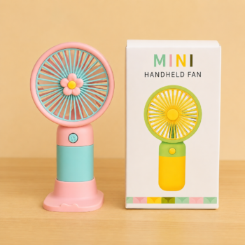 Portable Mini Rechargeable Fan with Desktop Stand, USB Charging Cable
